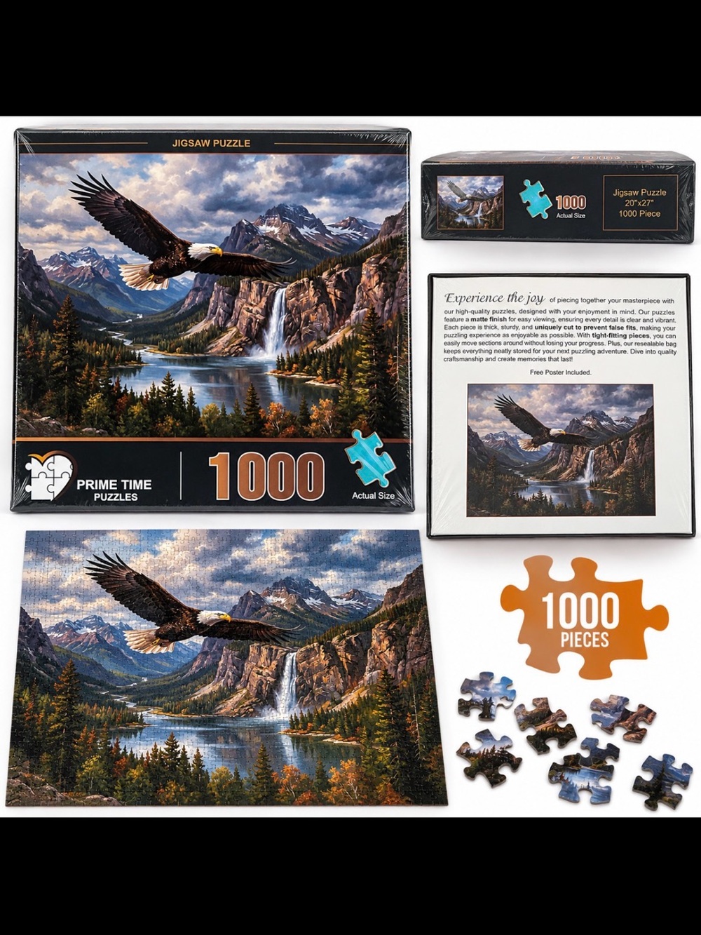 Prime Time 1000-Piece Eagle Mountain Jigsaw Puzzle - Blue/Brown